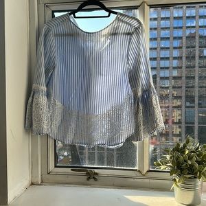 Zara size small striped blue and white shirt with with flared arms